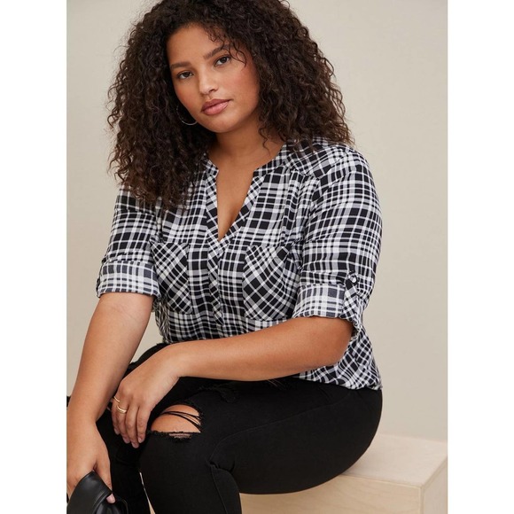 torrid Tops - Torrid Harper Studio Crepe de Chine Pullover 3/4 Sleeve Blouse Plus Size 2 2X
